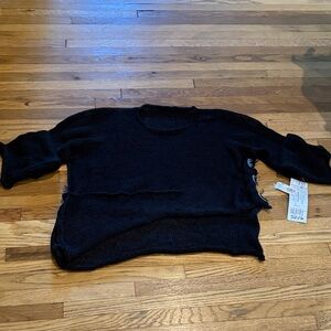 NWT SKIF Black Cotton/Nylon Asymmetrical Knit Sweater